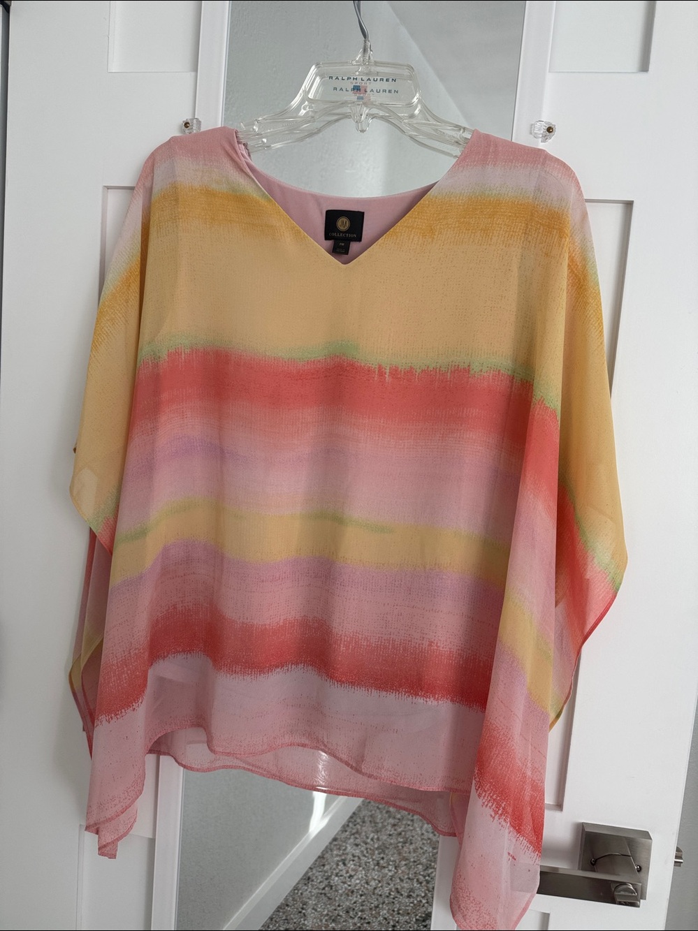 JM Collection Pastel Striped Sheer Blouse